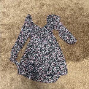 Floral Pink and Black Kids Dress